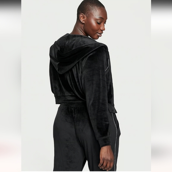 Victoria’s Secret‎ On Point Velour Rhinestone Zip Hoodie Green Medium - Picture 9 of 10